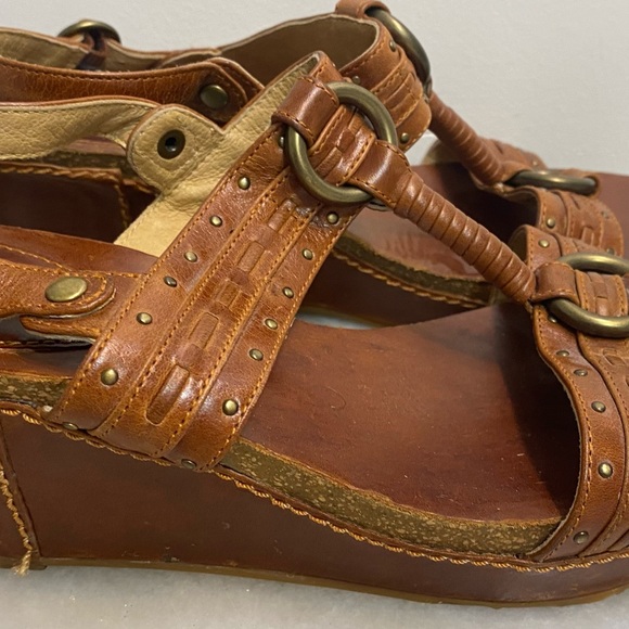 Frye LEATHER Sandals-Ivy O Ring Sling -Size 9 -Wedge - Picture 3 of 15